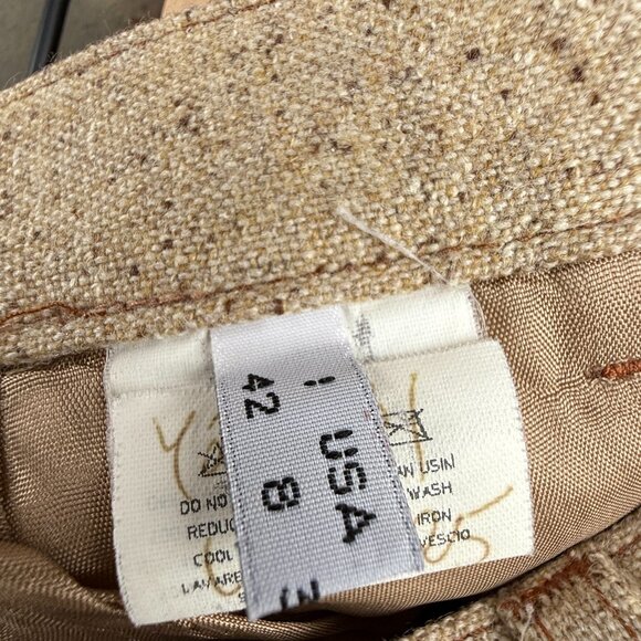 EUC Vintage Krizia Jeans Wool Blend Cream Tweed Pants with Front Slits - Picture 10 of 11
